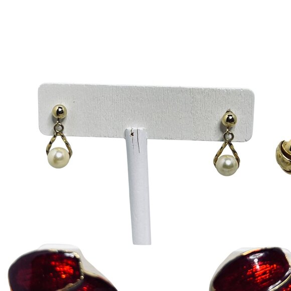 Lot Of 6 Gold Tone Pierced Earrings In Mixed Styles (5860) - Picture 2 of 9